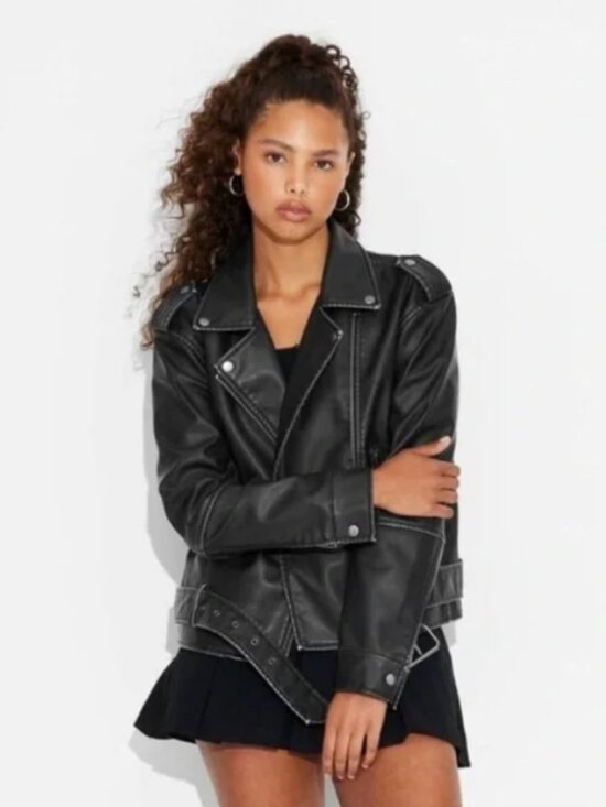 wild fable Jackets & Blazers - Wild Fable Faux Leather Biker Motorcycle Jacket Size